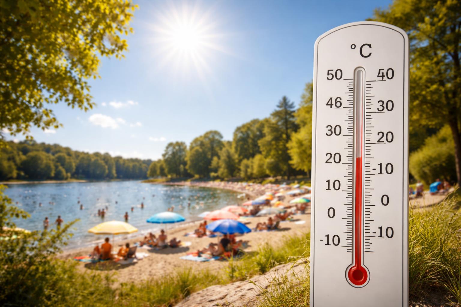 Redaktionelle Szene zum Thema „Erster Sommerschub bringt bis zu 32 Grad zum Pfingstwochenende“