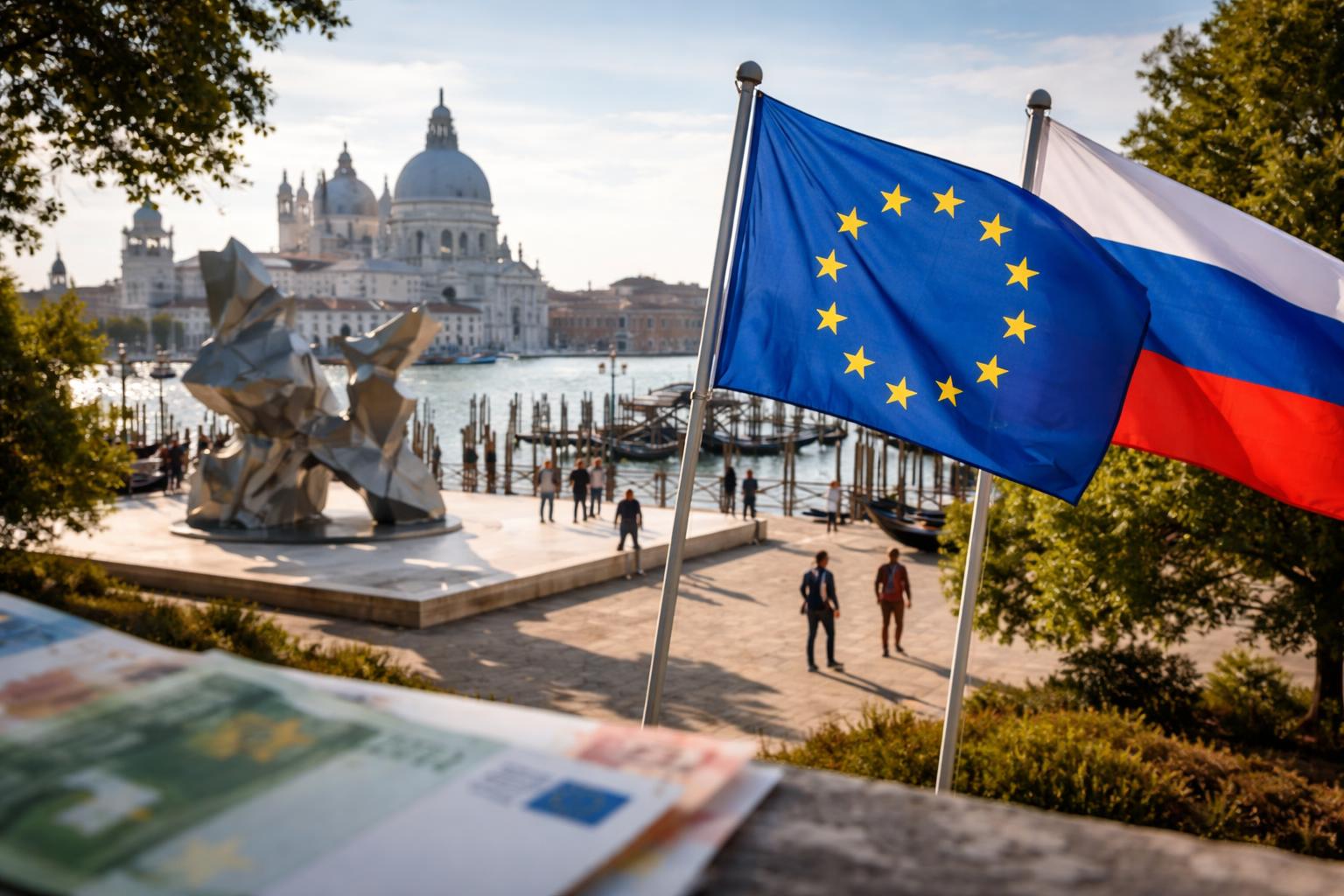 Redaktionelle Szene zum Thema „EU beendet Förderung der Kunstbiennale in Venedig wegen Russland-Teilnahme“