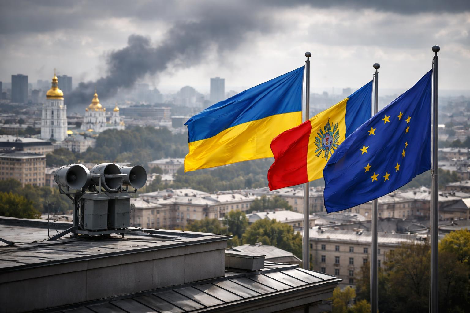 Redaktionelle Szene zum Thema „EU eröffnet Beitrittsgespräche mit Ukraine und Moldau trotz Krieg und Luftalarm“