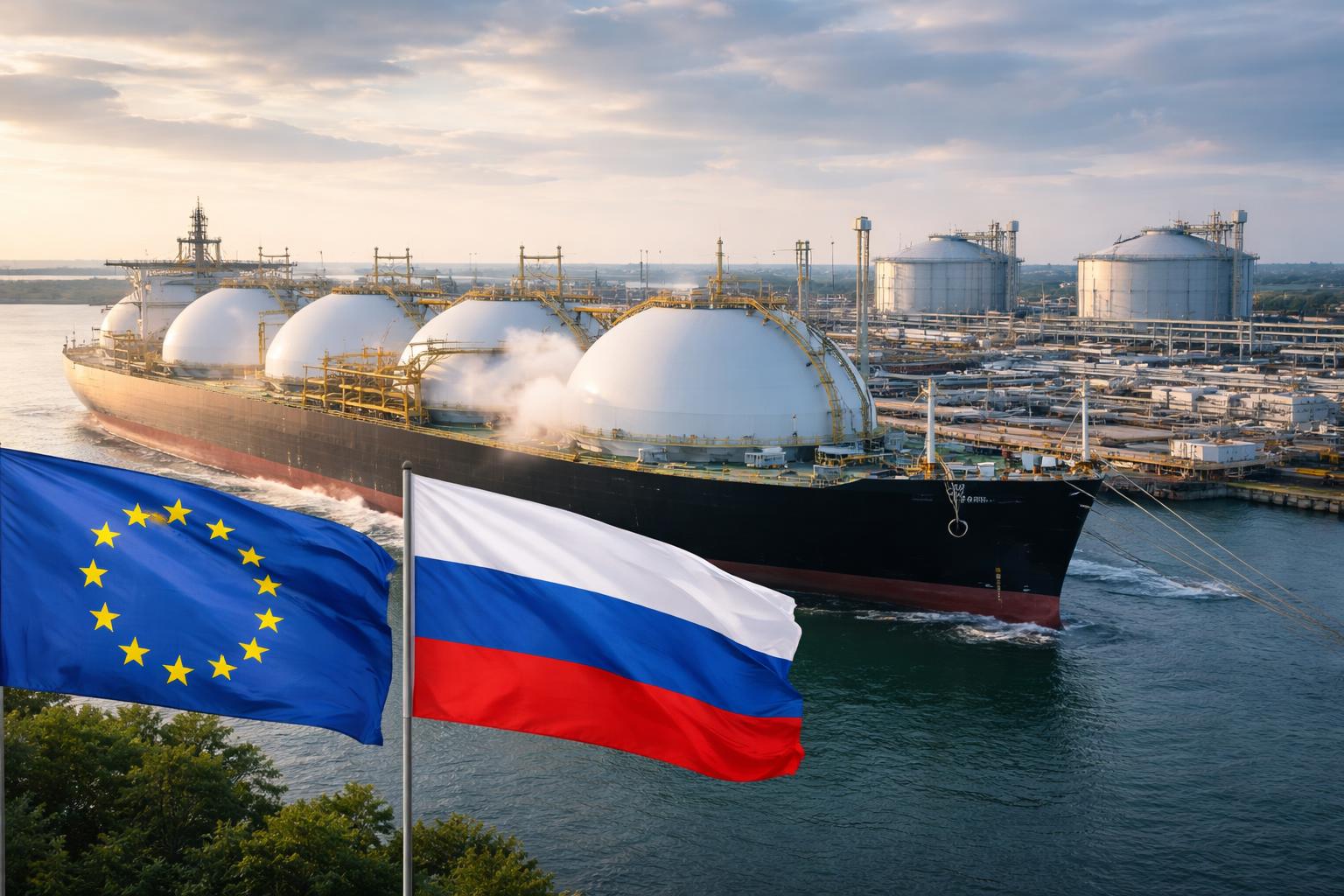 Redaktionelle Szene zum Thema „EU importiert weiter mehr russisches Flüssiggas trotz Ausstiegsplänen“