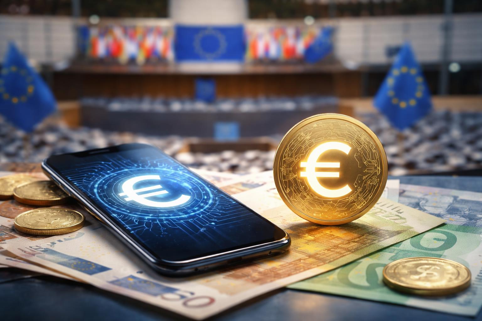 Redaktionelle Szene zum Thema „EU-Parlament macht Weg für digitalen Euro frei“