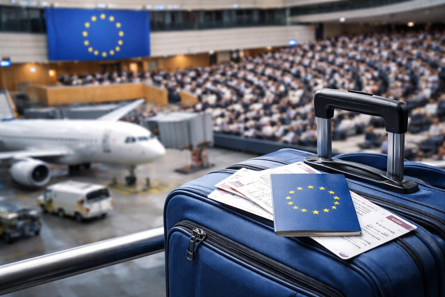 Redaktionelle Szene zum Thema „EU-Parlament stimmt über neue Fluggastrechte ab“
