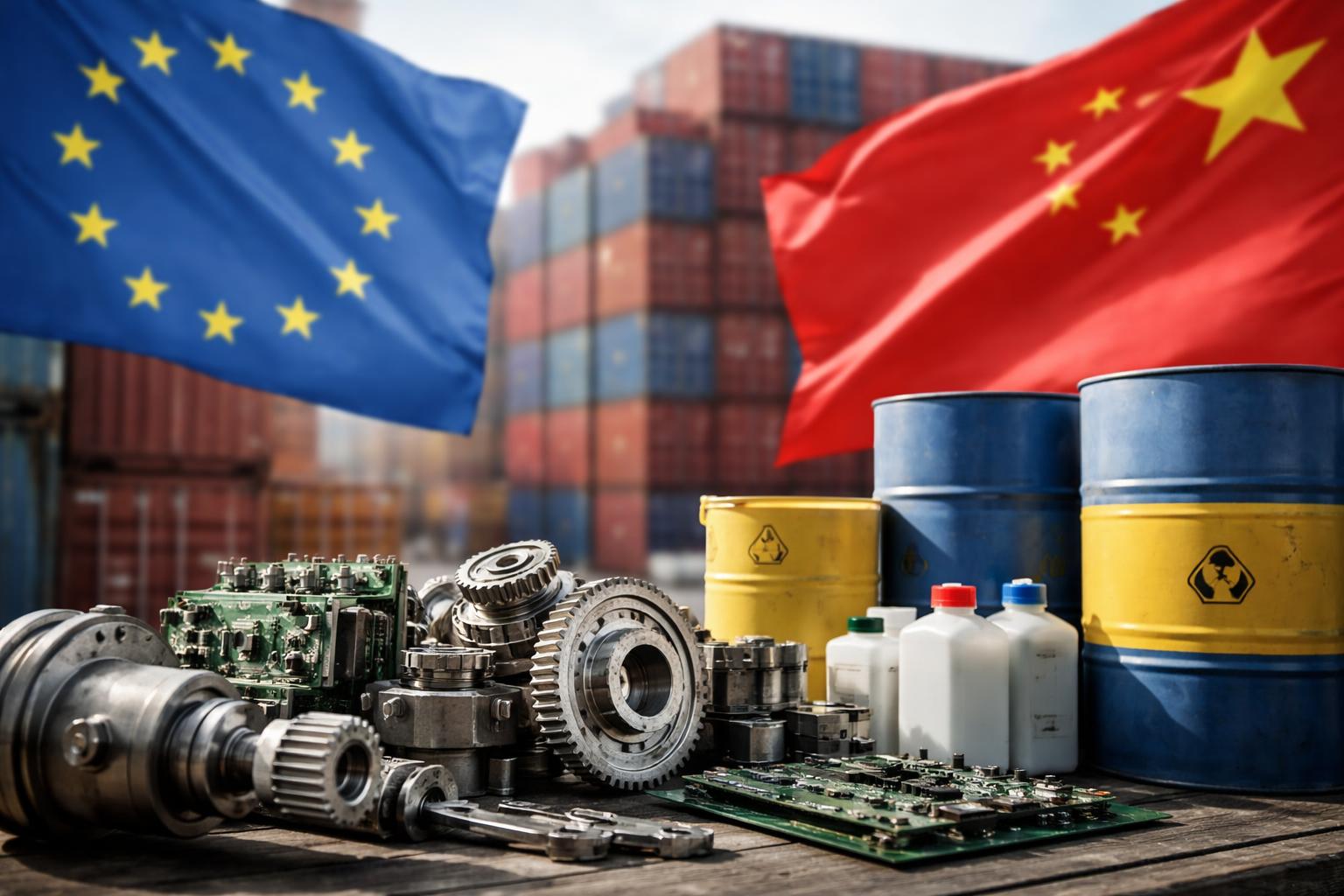 Redaktionelle Szene zum Thema „EU plant strengere Regeln gegen Abhängigkeit von China bei Bauteilen“