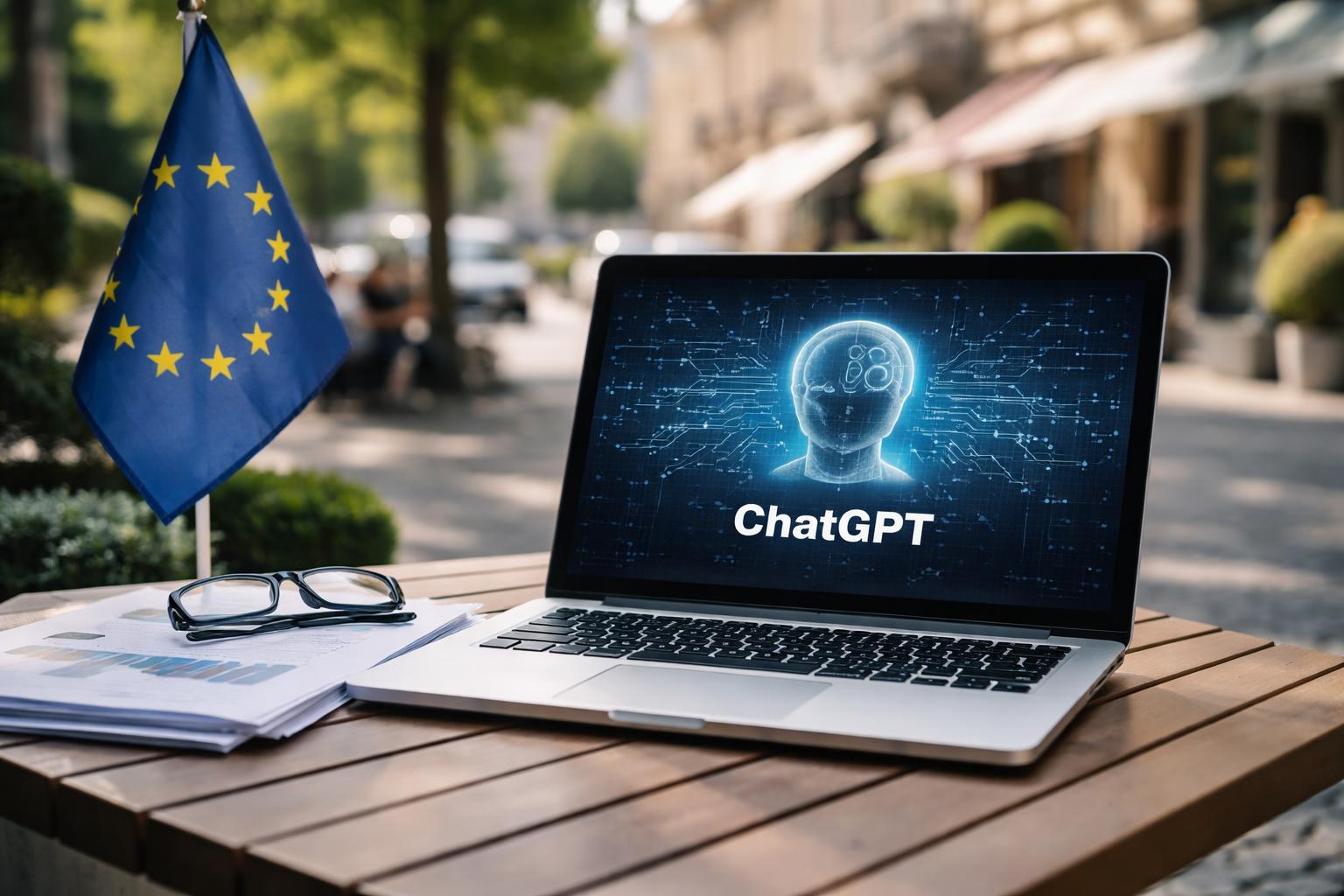 Redaktionelle Szene zum Thema „EU-Regeln für KI geraten nach Vorfällen bei OpenAI und Anthropic in den Fokus“