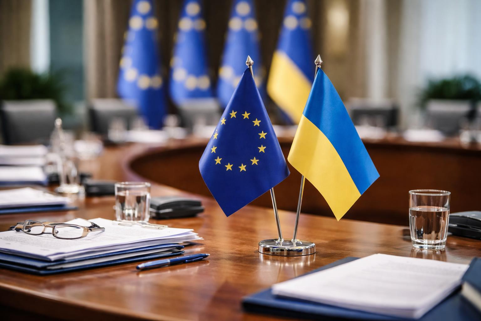 Redaktionelle Szene zum Thema „EU startet Beitrittsgespräche mit der Ukraine“