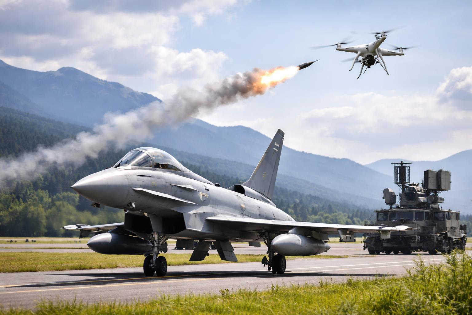 Redaktionelle Szene zum Thema „Eurofighter und Drohnenabwehr: Stockers Aussage stößt auf Widerspruch“