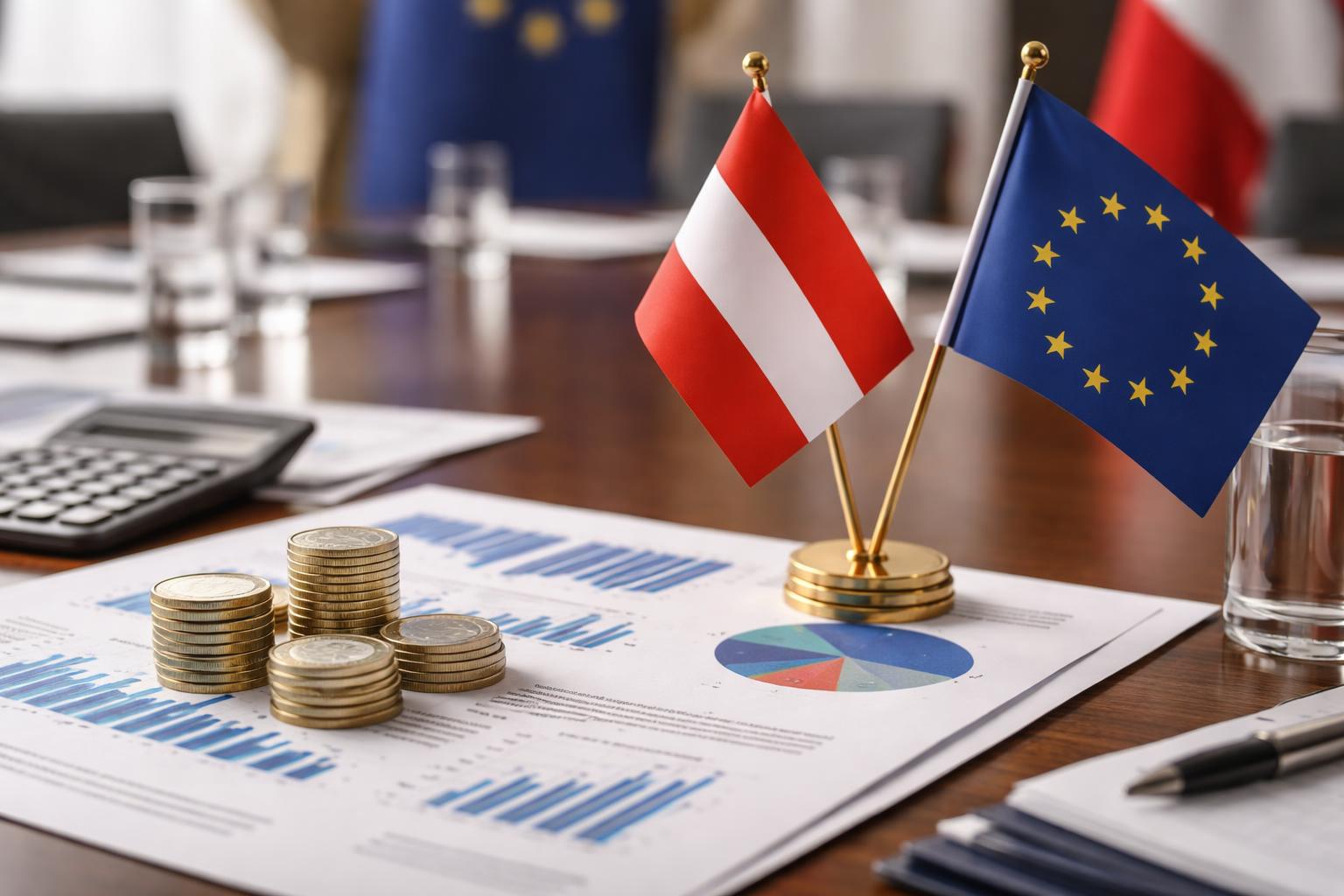 Redaktionelle Szene zum Thema „Eurogruppe bewertet Österreichs Budgetkurs trotz hohem Defizit positiv“