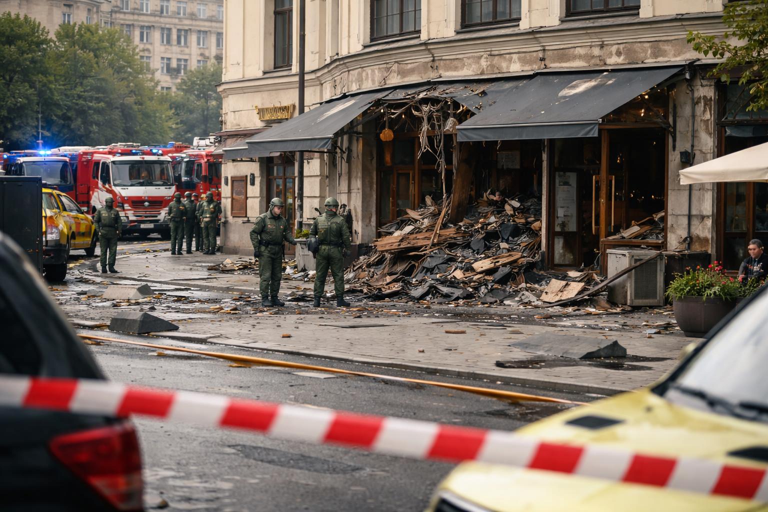 Redaktionelle Szene zum Thema „Explosion in Moskauer Café forderte drei Tote und 21 Verletzte“