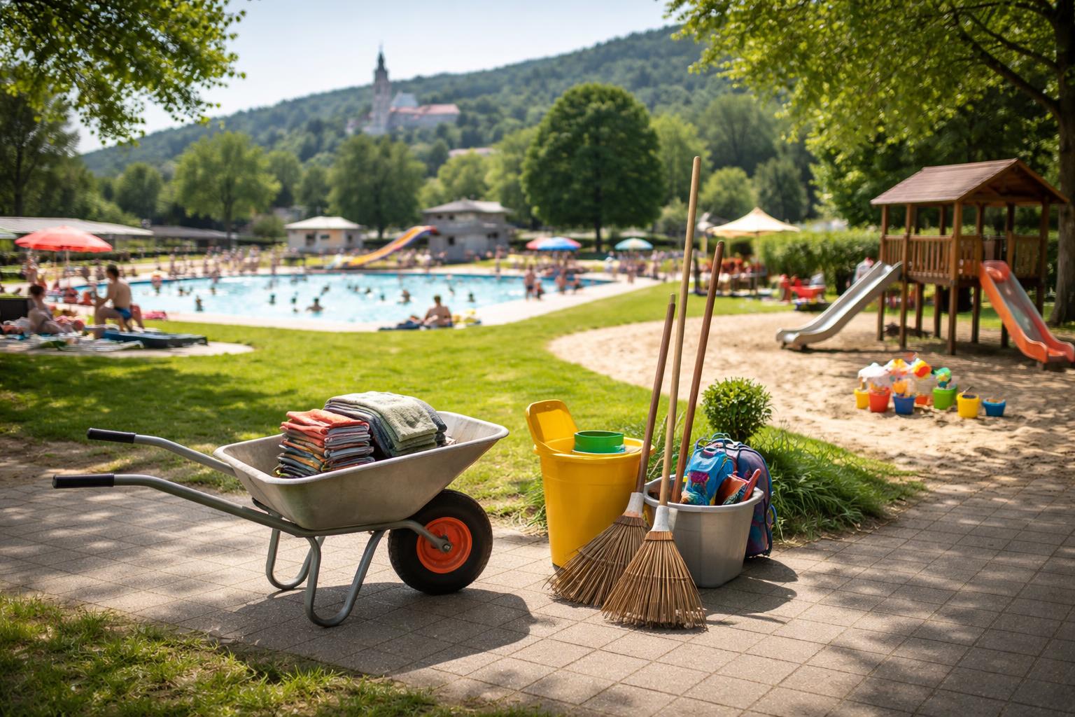 Redaktionelle Szene zum Thema „Ferialjobs bei der Gemeinde Stainz entlasten Freibad und Kindergärten“