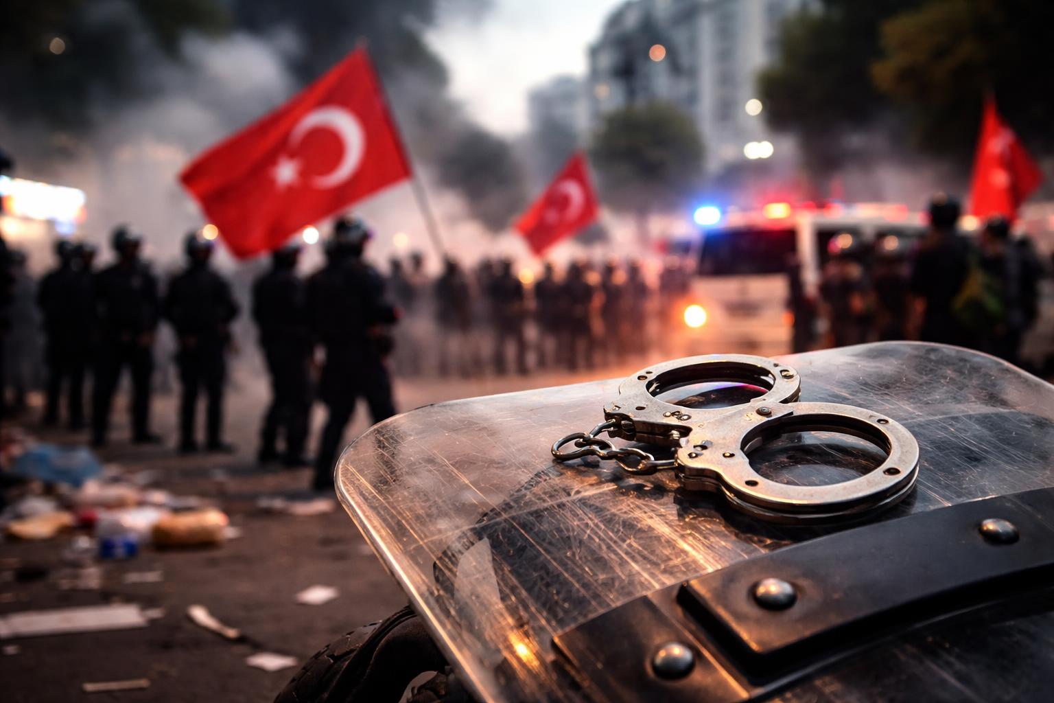 Redaktionelle Szene zum Thema „Festnahmen nach Protesten gegen CHP-Entscheidung in Izmir“