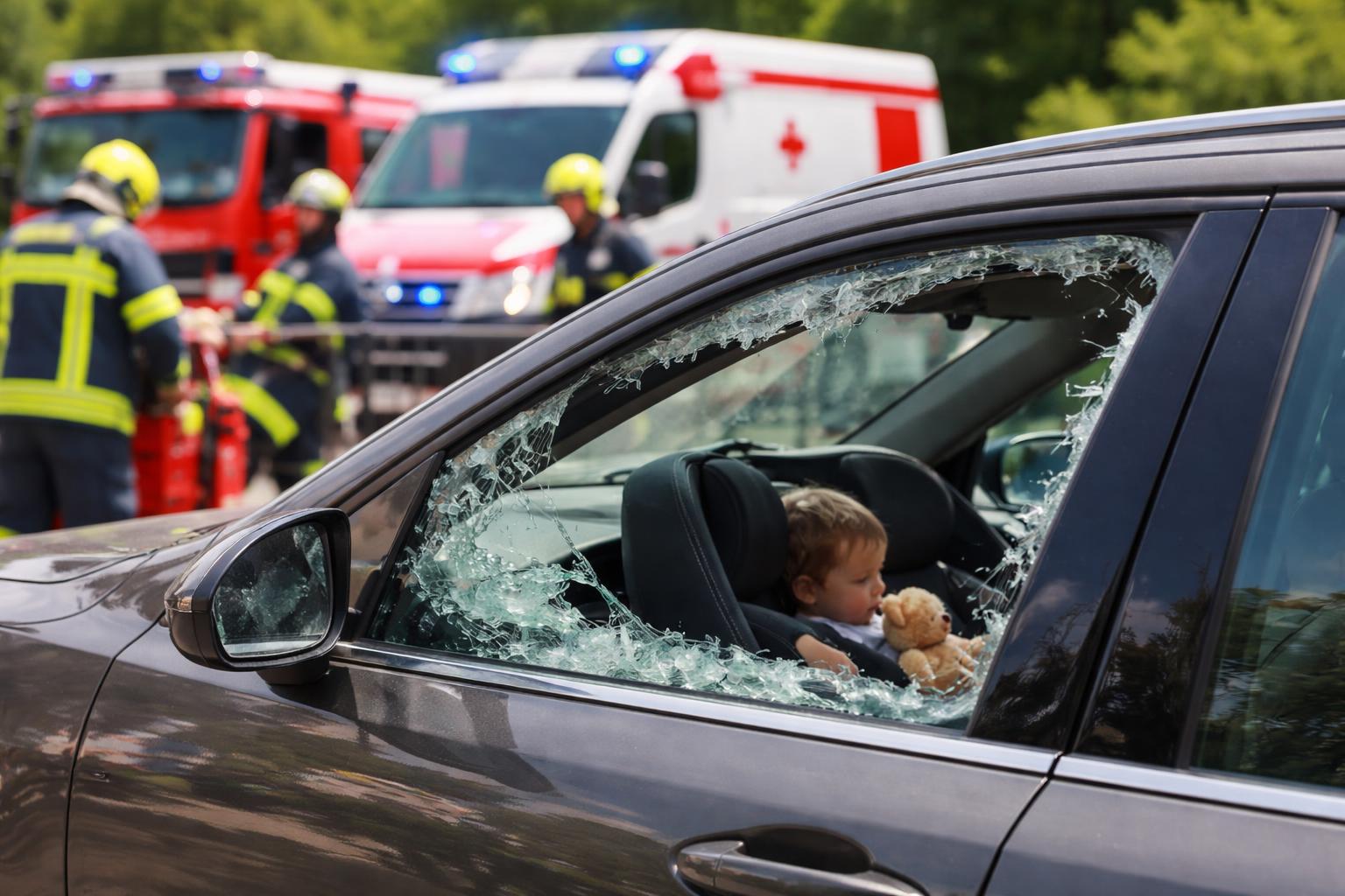 Redaktionelle Szene zum Thema „Feuerwehr befreit Kleinkind aus aufgeheiztem Auto in Riedlingsdorf“