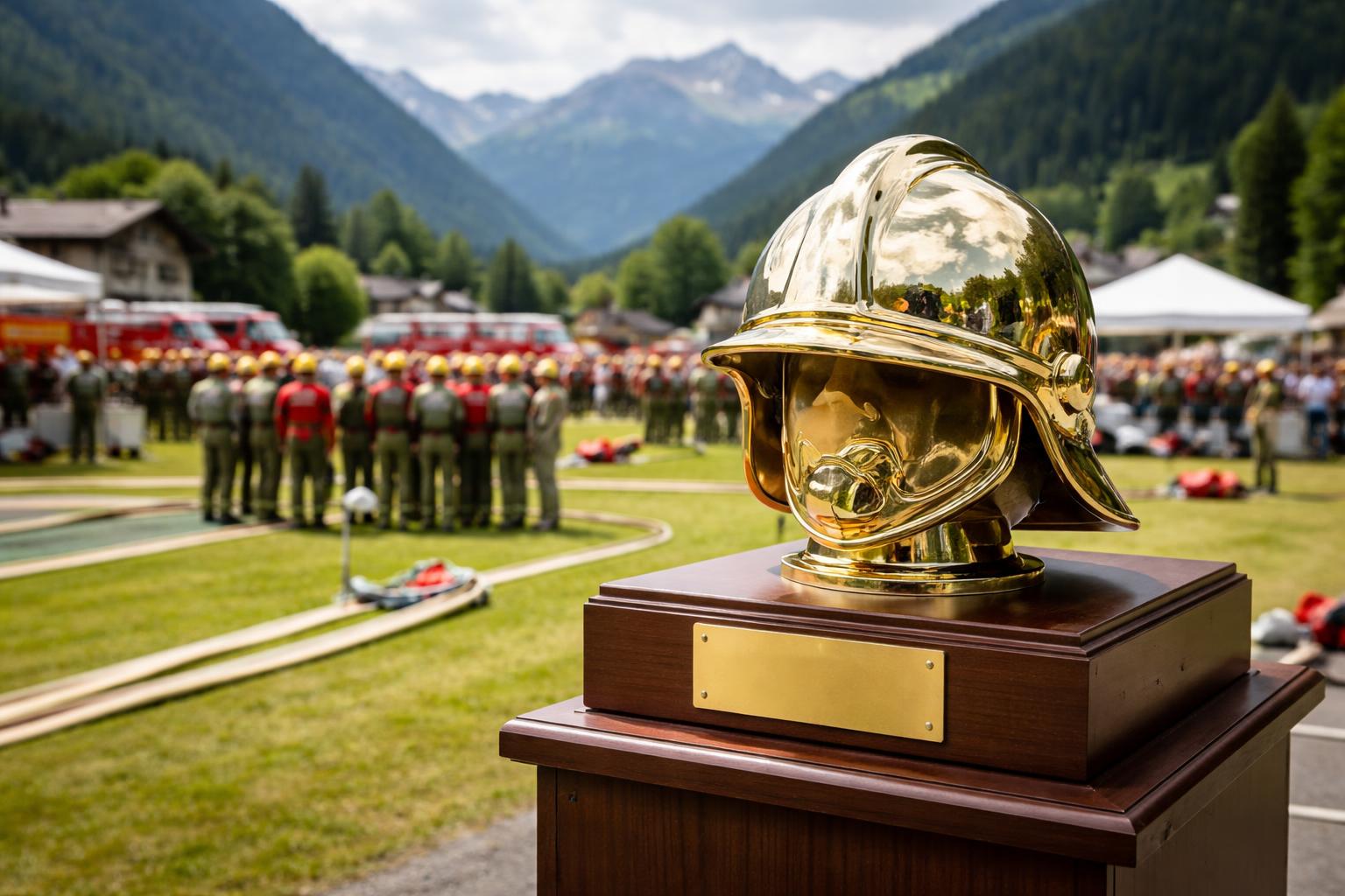 Redaktionelle Szene zum Thema „Feuerwehr Düns gewinnt den „Goldenen Helm“ in Bezau“