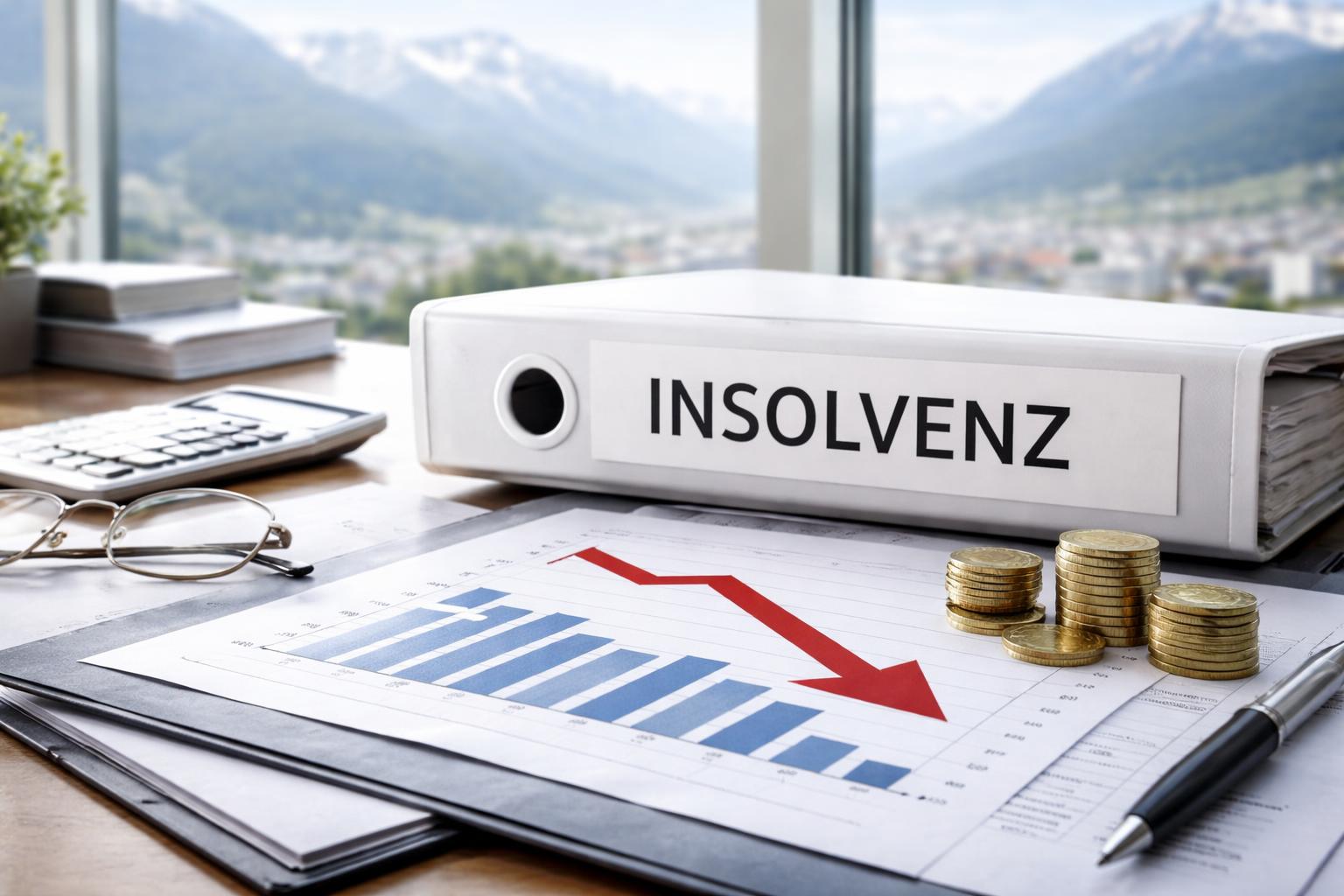 Redaktionelle Szene zum Thema „Firmeninsolvenzen in Österreich im ersten Halbjahr leicht zurückgegangen“