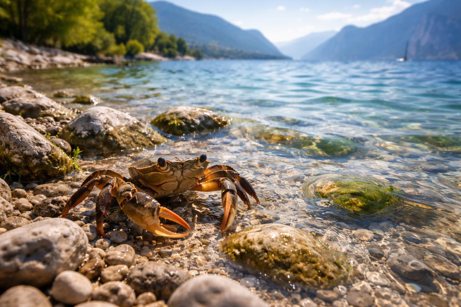 Redaktionelle Szene zum Thema „Flusskrabbe kehrt in den Gardasee zurück“