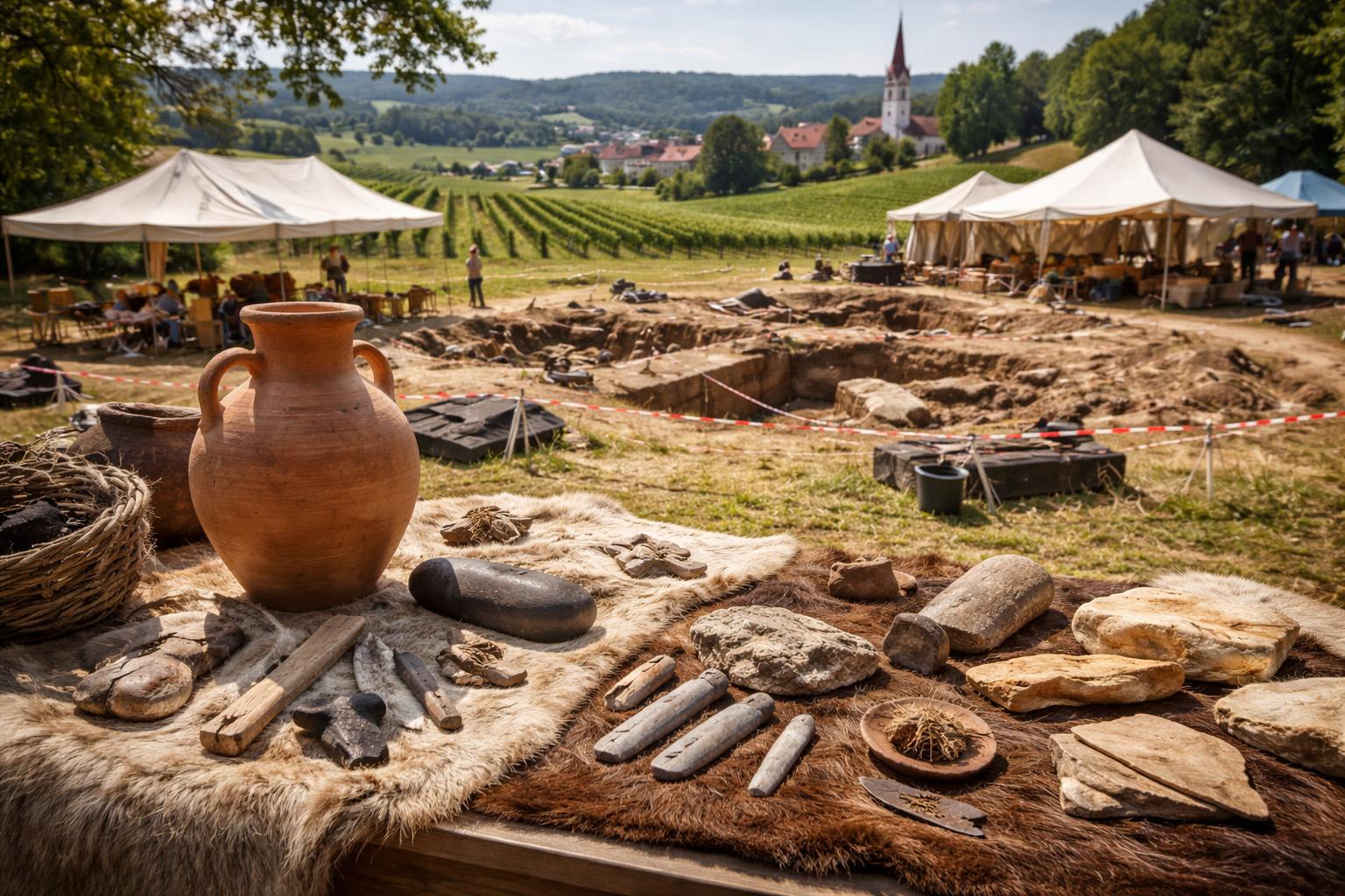 Redaktionelle Szene zum Thema „Forschunsgfest in Tieschen machte Steinzeit und Antike erlebbar“