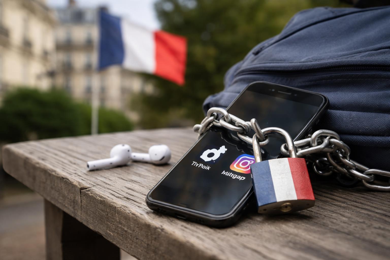 Redaktionelle Szene zum Thema „Frankreich führt Verbot für Social Media unter 15 Jahren ein“