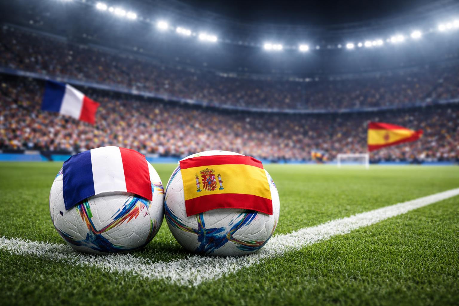 Redaktionelle Szene zum Thema „Frankreich trifft im WM-Halbfinale auf Spanien“