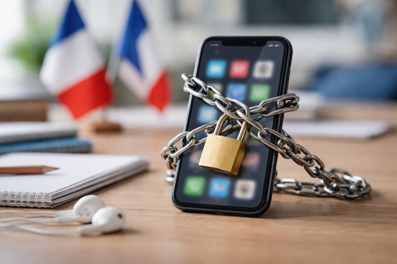 Redaktionelle Szene zum Thema „Frankreich verbietet Social Media für Unter-15-Jährige ab September“
