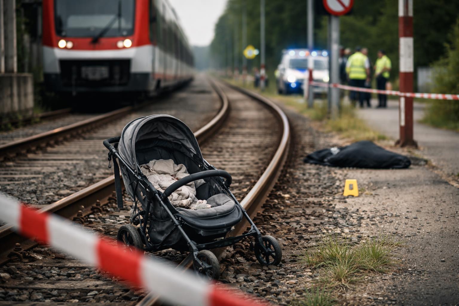 Redaktionelle Szene zum Thema „Frau mit Kinderwagen von Zug erfasst: Mutter stirbt, Tochter bleibt unverletzt“