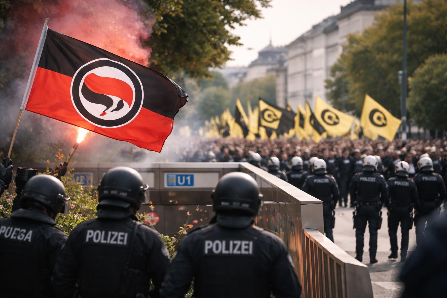 Redaktionelle Szene zum Thema „Friedliche Antifa-Demo in Wien, Identitäre marschierten in Döbling“
