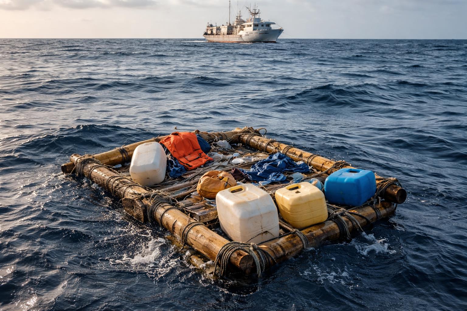 Redaktionelle Szene zum Thema „Fünf Menschen nach Schiffsunglück vor Indonesien nach drei Tagen gerettet“