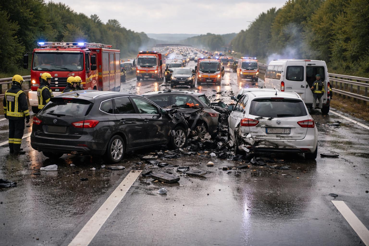 Redaktionelle Szene zum Thema „Fünf Verletzte nach Serienunfall auf der A1 bei St. Pölten“