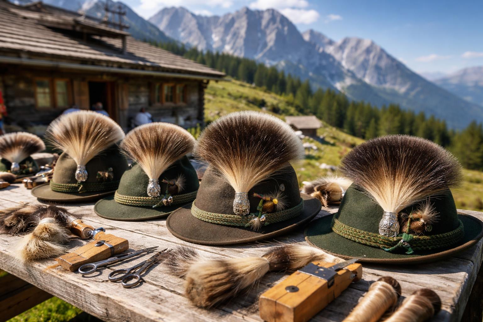 Redaktionelle Szene zum Thema „Gamsbarttreffen auf der Mitterfeldalm zeigt alpine Tracht und altes Handwerk“