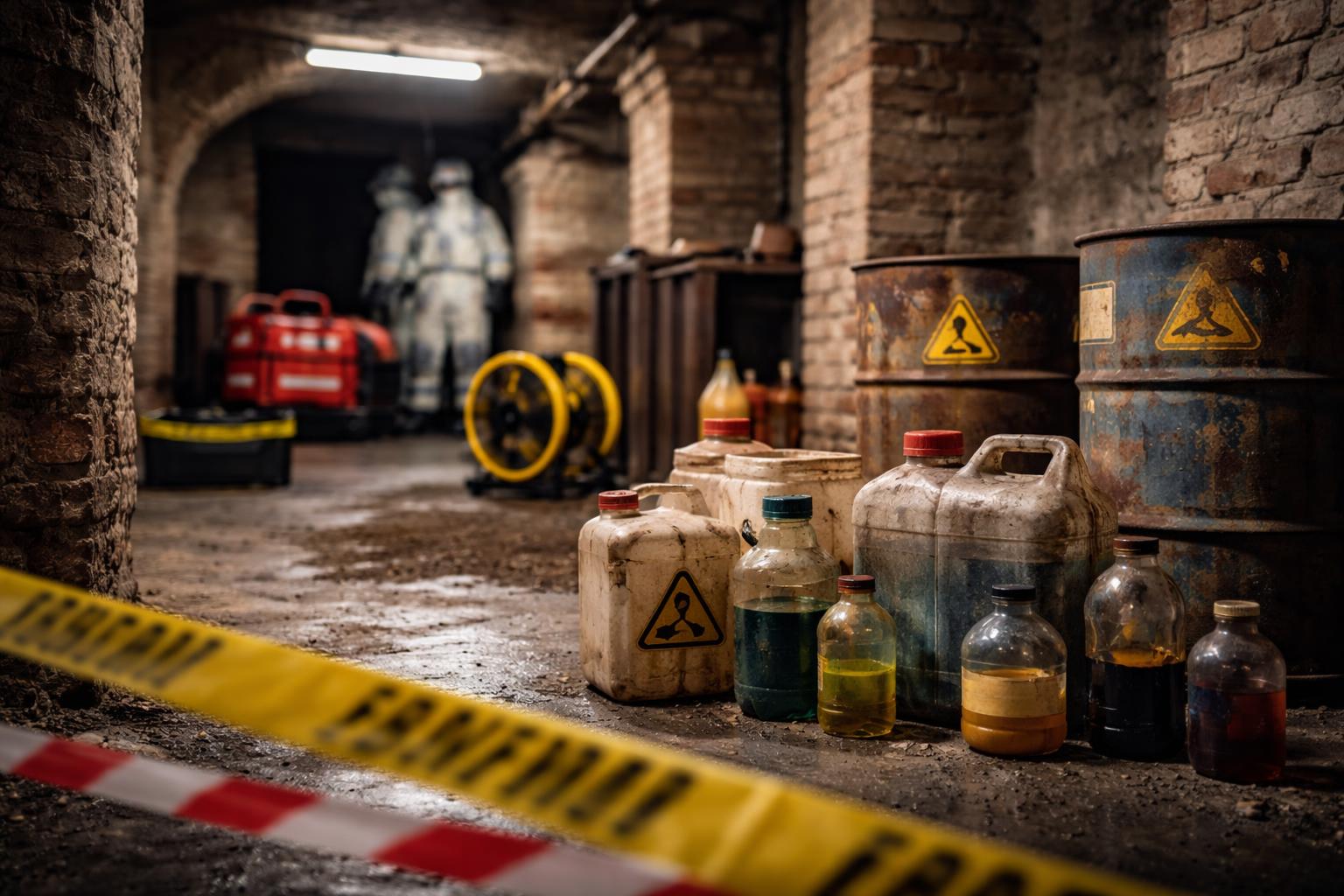 Redaktionelle Szene zum Thema „Gefährliche Chemikalien in Wiener Keller entdeckt“