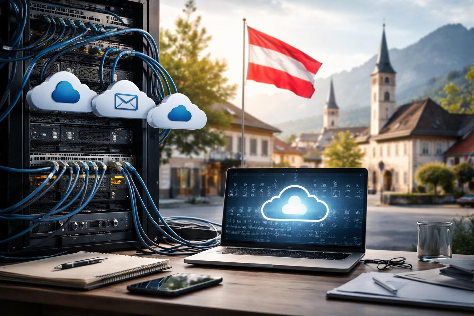 Redaktionelle Szene zum Thema „Gemeinden in Österreich bei digitaler Infrastruktur stark von US-Anbietern abhängig“