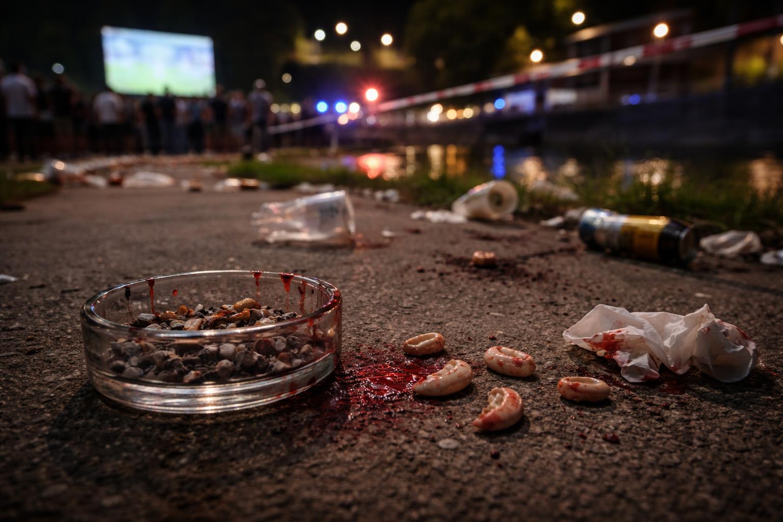 Redaktionelle Szene zum Thema „Gewalt bei Public Viewing: Frau verliert mehrere Zähne“