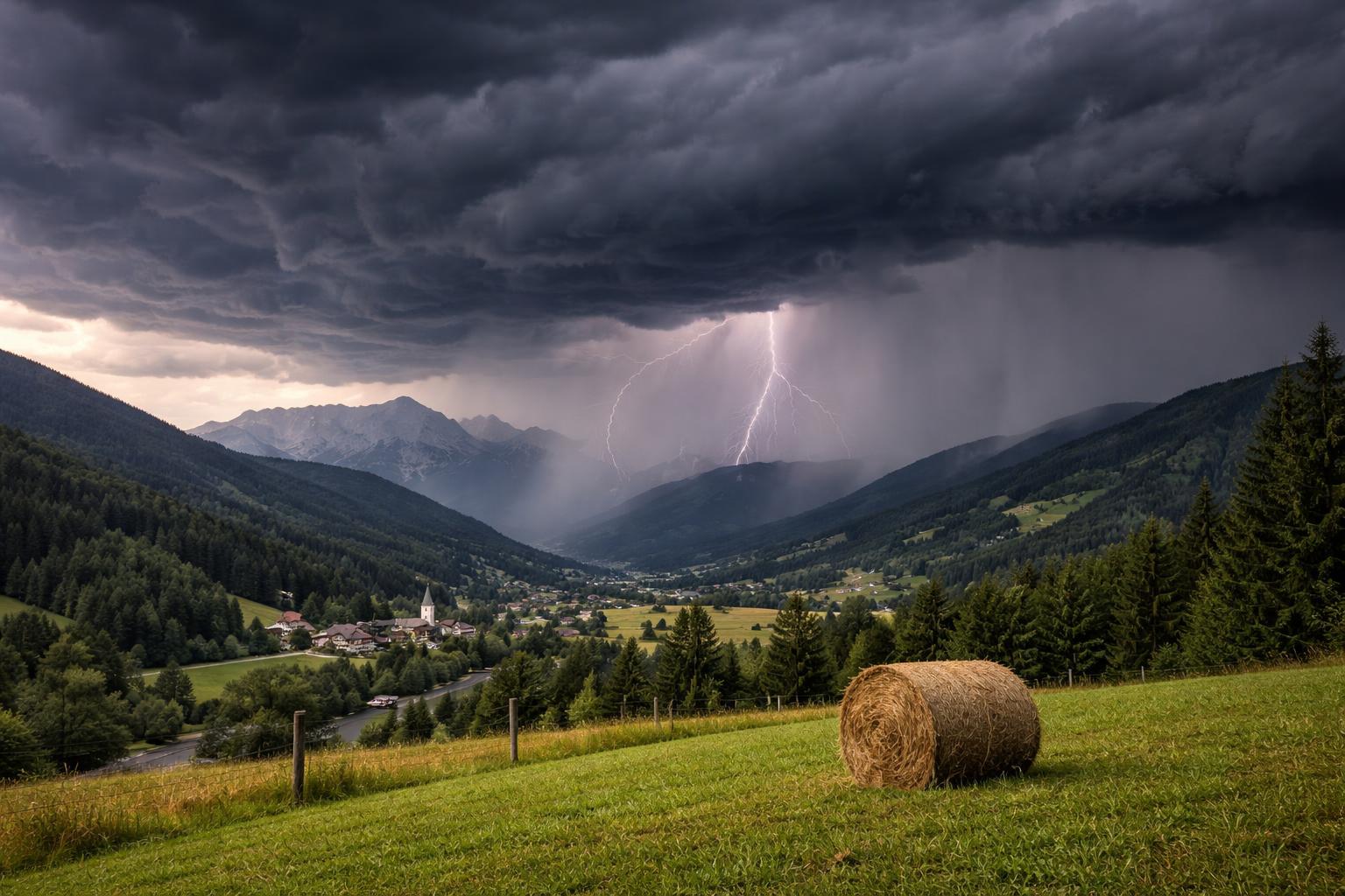 Redaktionelle Szene zum Thema „Gewitter und Abkühlung erst gegen Ende der Woche in der Steiermark erwartet“