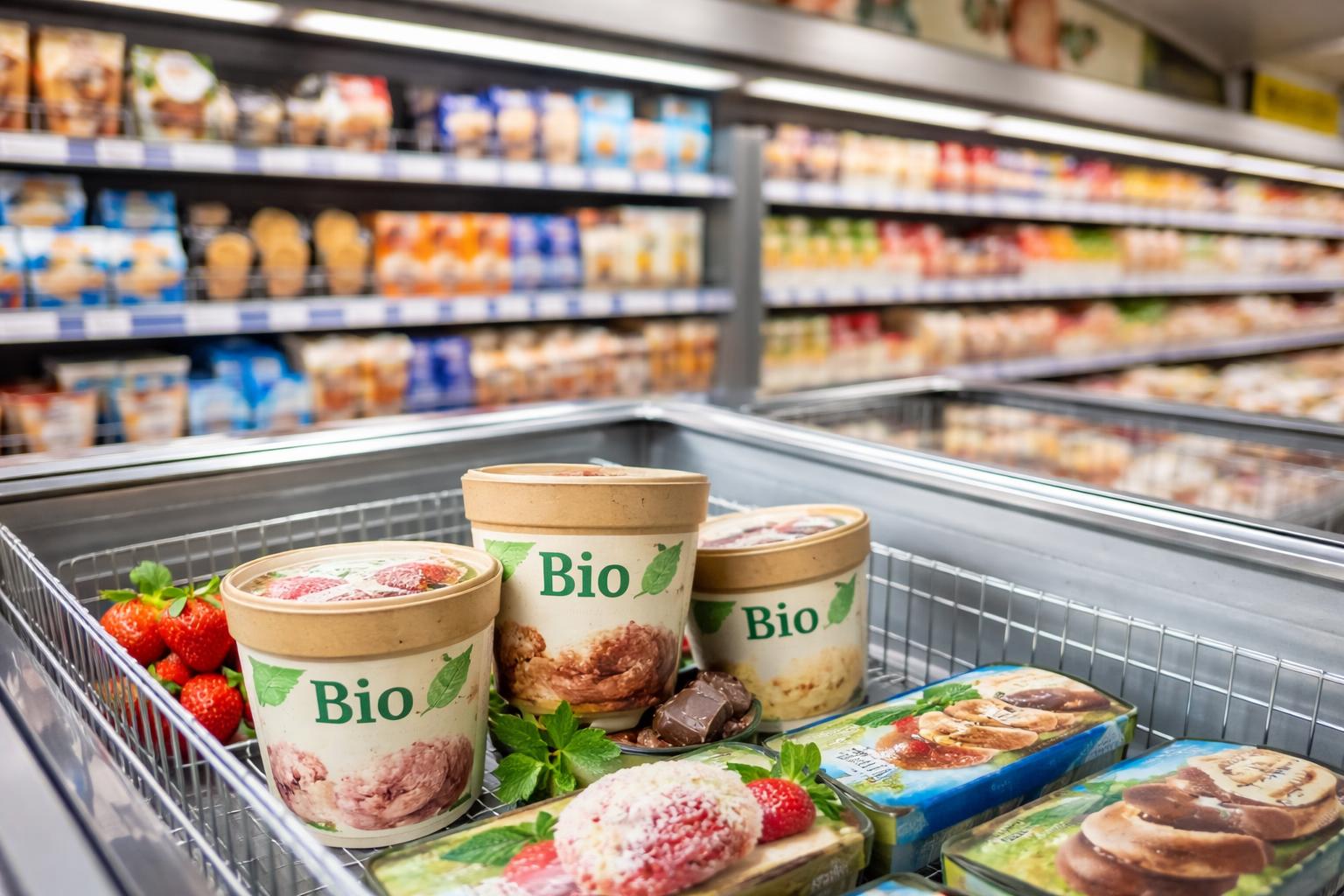 Redaktionelle Szene zum Thema „Greenpeace-Check: Bio-Eis bleibt im Supermarkt die Ausnahme“