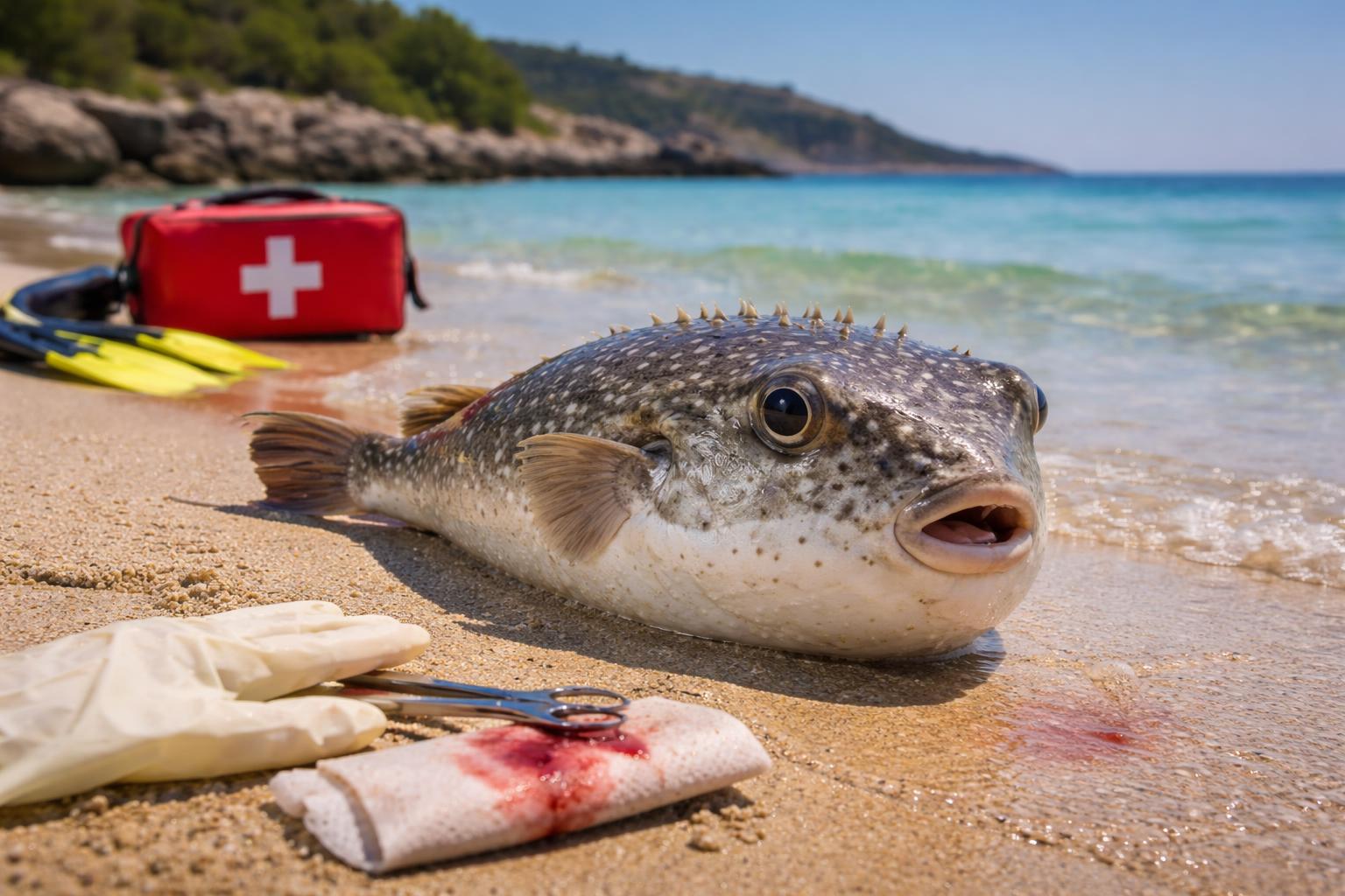 Redaktionelle Szene zum Thema „Griechenland warnt vor Kugelfisch im Mittelmeer“