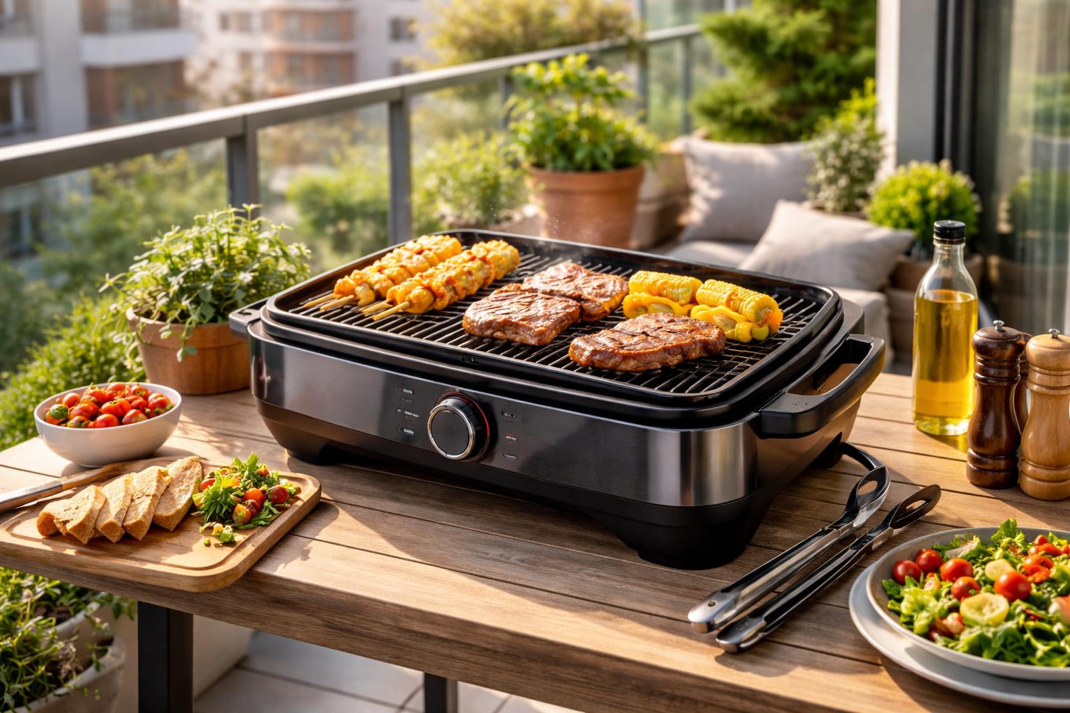 Redaktionelle Szene zum Thema „Grillen auf Balkon und Terrasse wird einfacher“