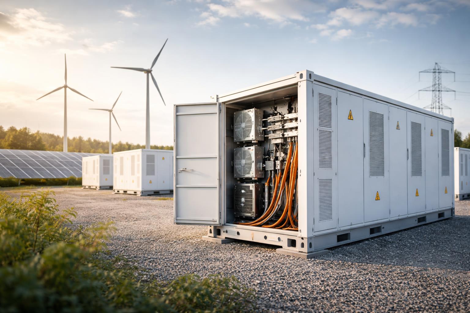 Redaktionelle Szene zum Thema „Großbatterien zwischen Strommarkt und Regulierung: Der Boom trifft auf offene Fragen“