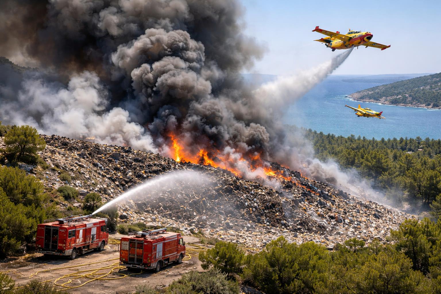Redaktionelle Szene zum Thema „Großbrand auf Hvar hält Feuerwehr weiter in Atem“