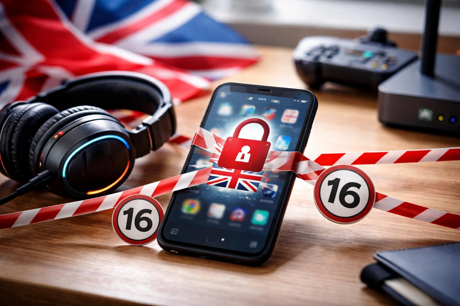 Redaktionelle Szene zum Thema „Großbritannien plant Social-Media-Verbot für Unter-16-Jährige“