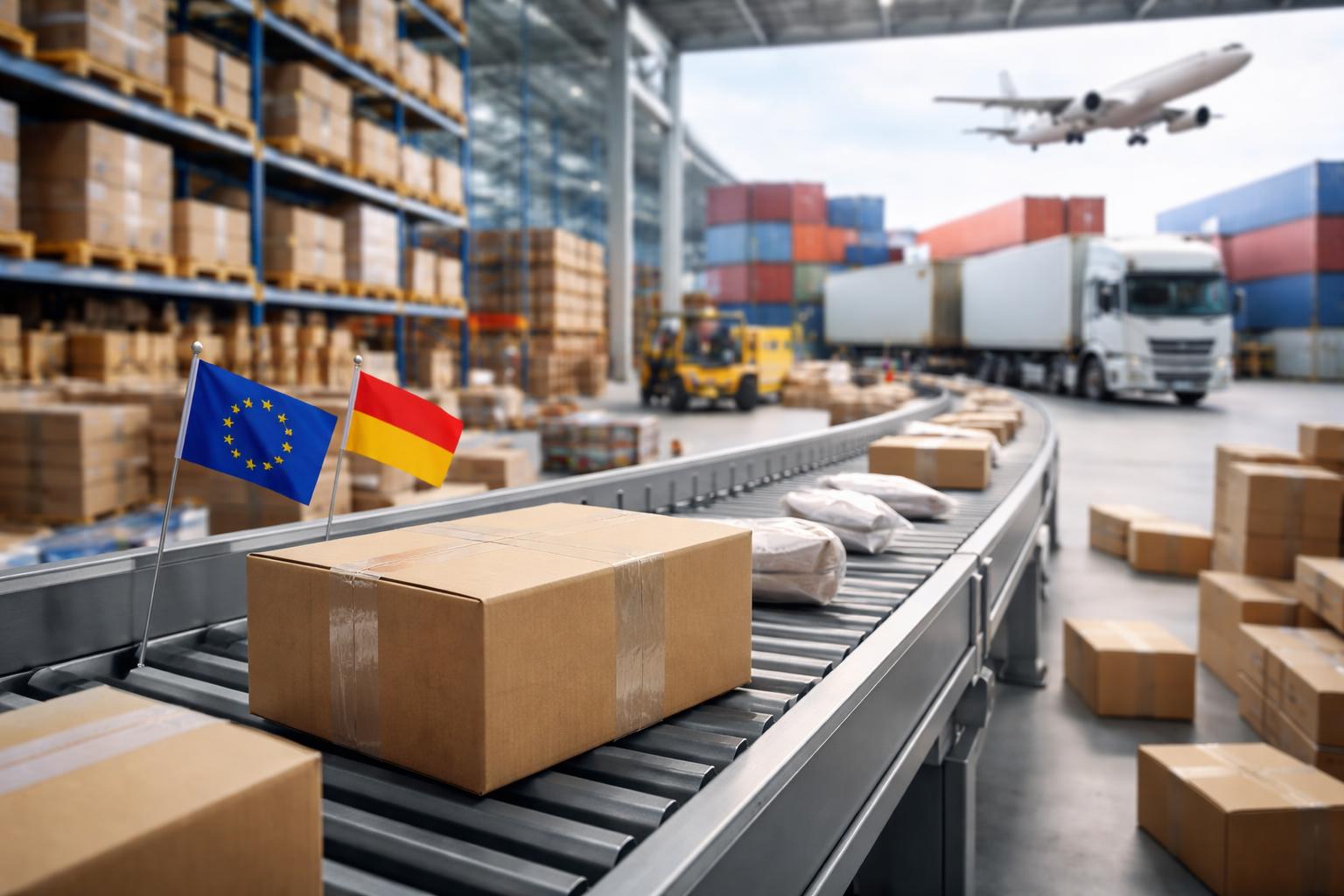 Redaktionelle Szene zum Thema „Große Onlinehändler reagieren auf EU-Zoll auf Kleinsendungen mit neuen Lieferketten“