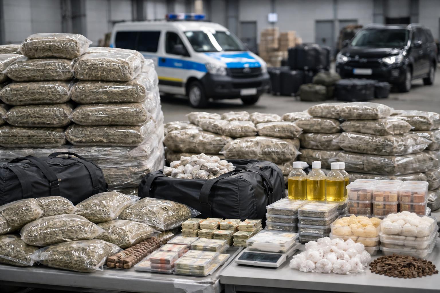 Redaktionelle Szene zum Thema „Großschlag gegen europaweiten Drogenring: Mehr als vier Tonnen Cannabis sichergestellt“