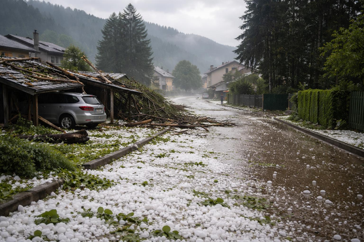 Redaktionelle Szene zum Thema „Hagel, Sturm und Starkregen trafen St. Marein-Feistritz“