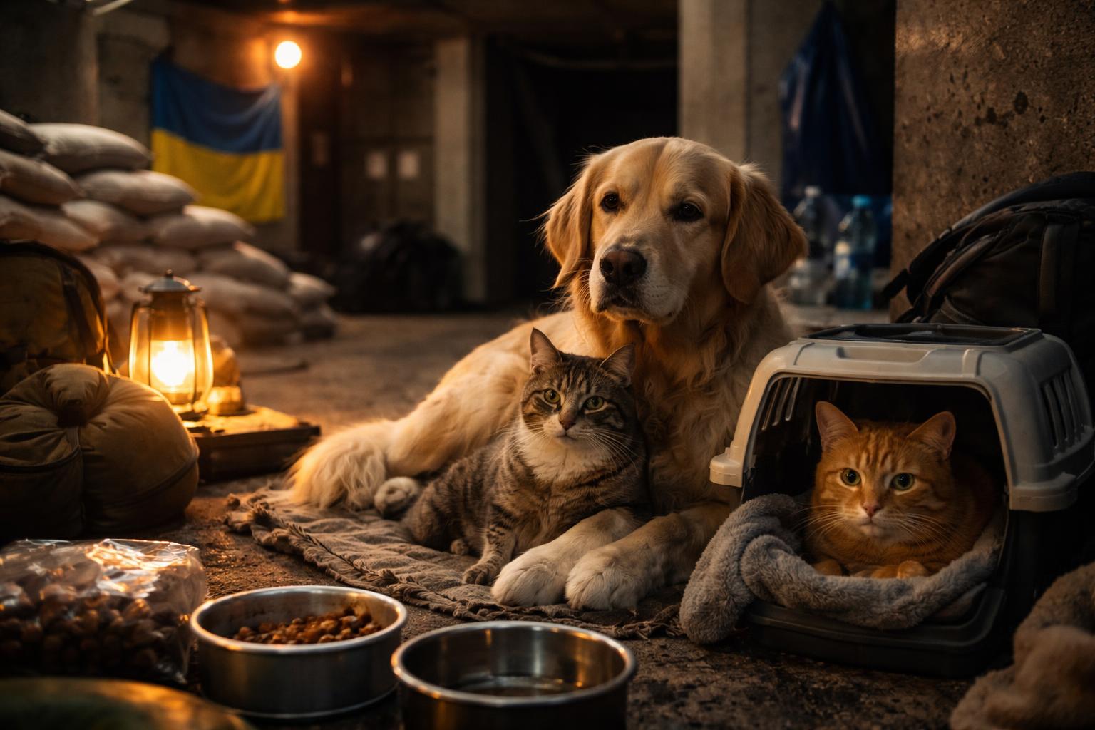 Redaktionelle Szene zum Thema „Haustiere als letzte Zuflucht im Krieg: Wie Tiere in der Ukraine Halt geben“