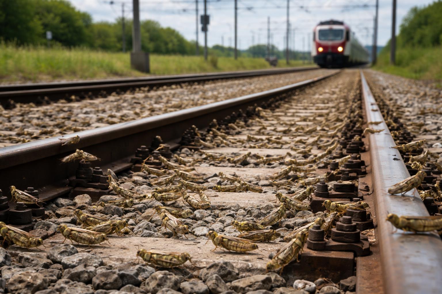 Redaktionelle Szene zum Thema „Heuschreckenschwarm legte 1930 die Südbahn bei Obereggendorf lahm“