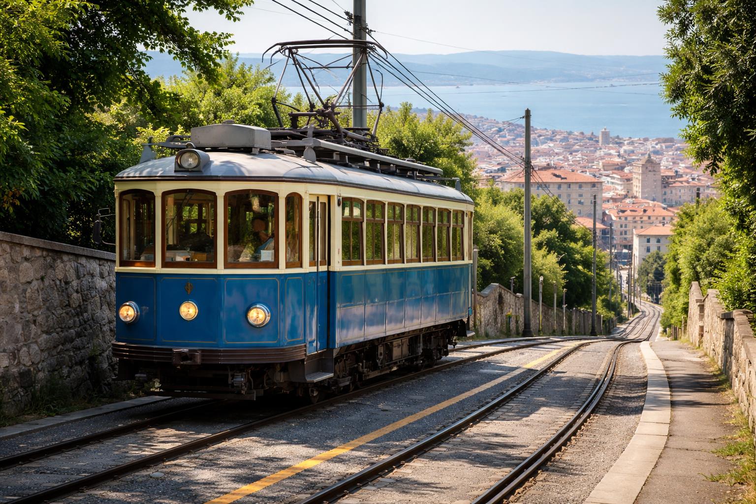 Redaktionelle Szene zum Thema „Historische Tram de Opcina fährt in Triest wieder“