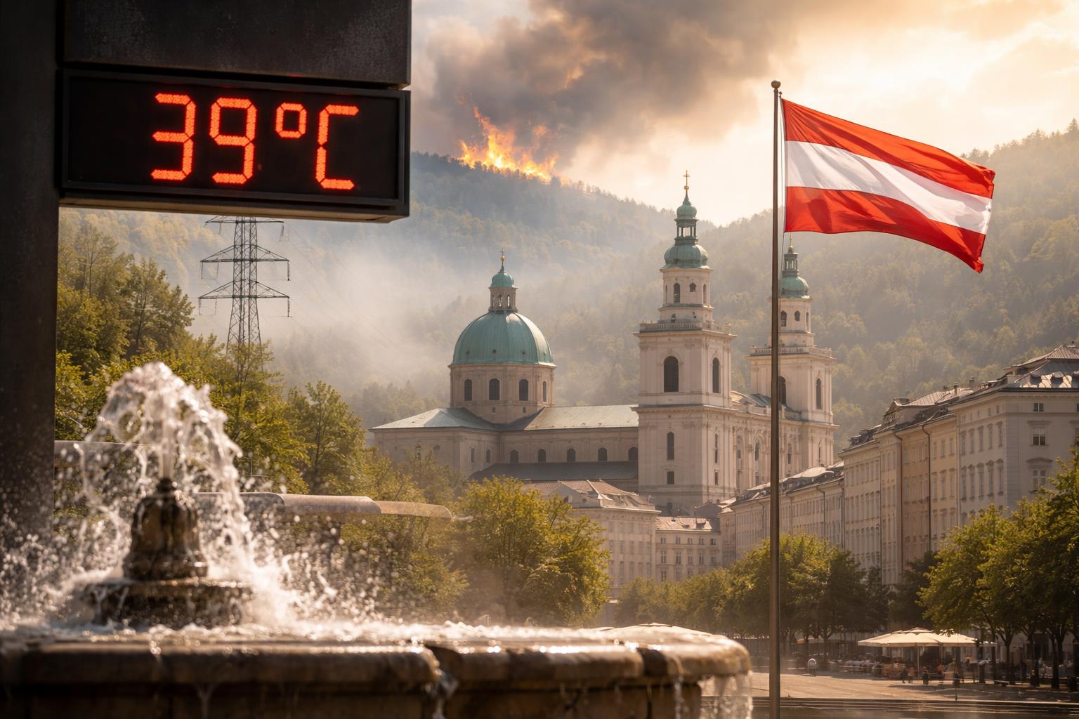 Redaktionelle Szene zum Thema „Hitzewelle bringt Österreich und Europa an die Belastungsgrenze“