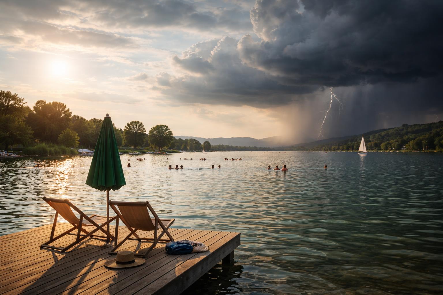 Redaktionelle Szene zum Thema „Hitzewelle dauert an, im Osten drohen Gewitter – ab Donnerstag wird es kühler“