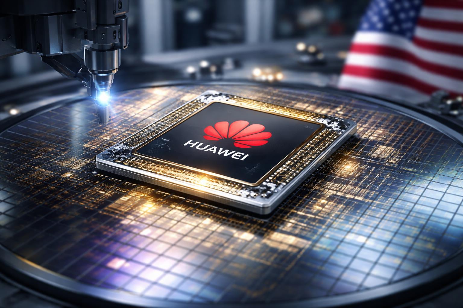Redaktionelle Szene zum Thema „Huawei plant High-End-Chips trotz US-Sanktionen bis 2031“