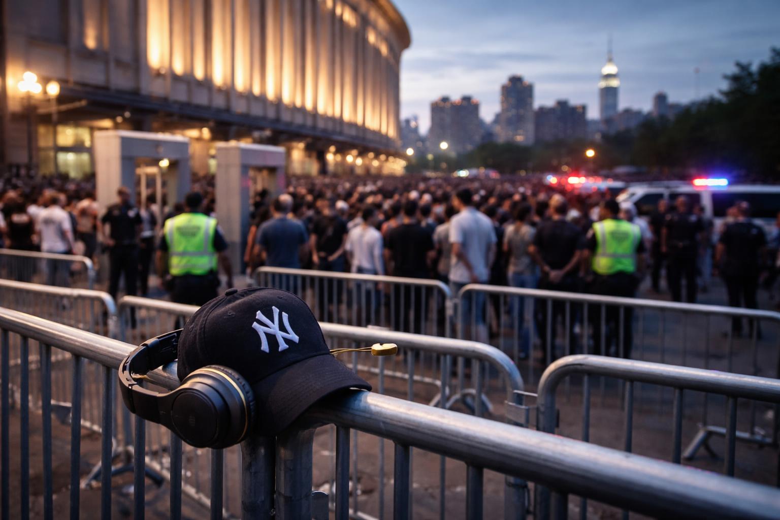 Redaktionelle Szene zum Thema „Hunderte Fans ohne Tickets verzögern Jay-Z-Konzert in New York“