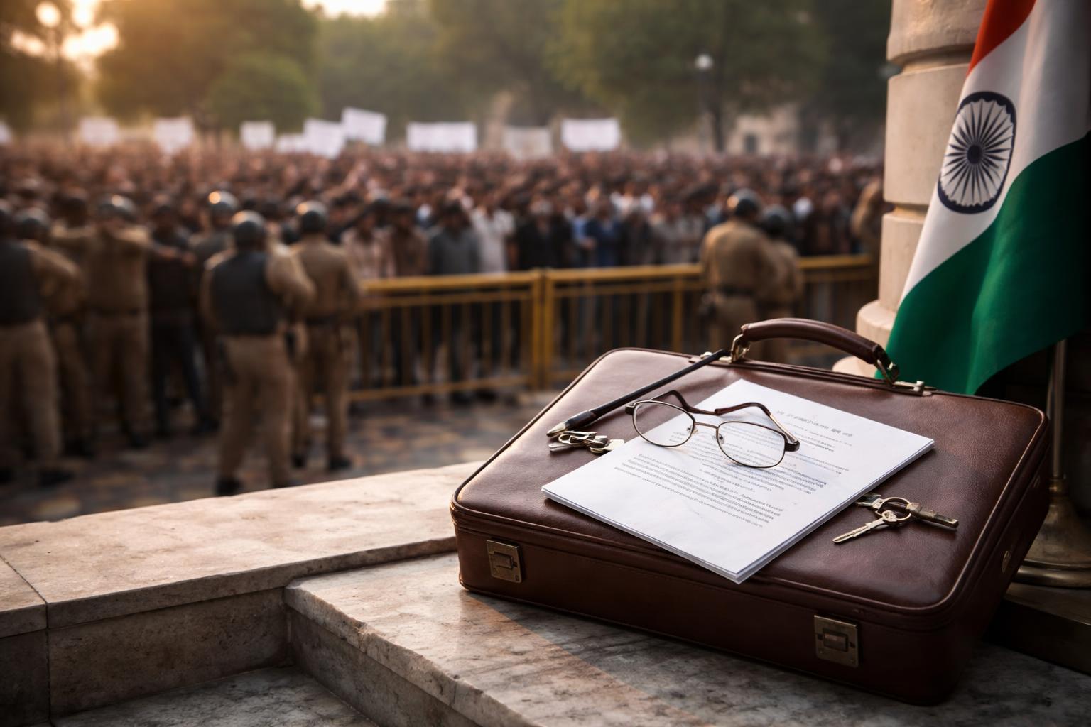 Redaktionelle Szene zum Thema „Indiens Bildungsminister Dharmendra Pradhan legt nach Protesten sein Amt nieder“
