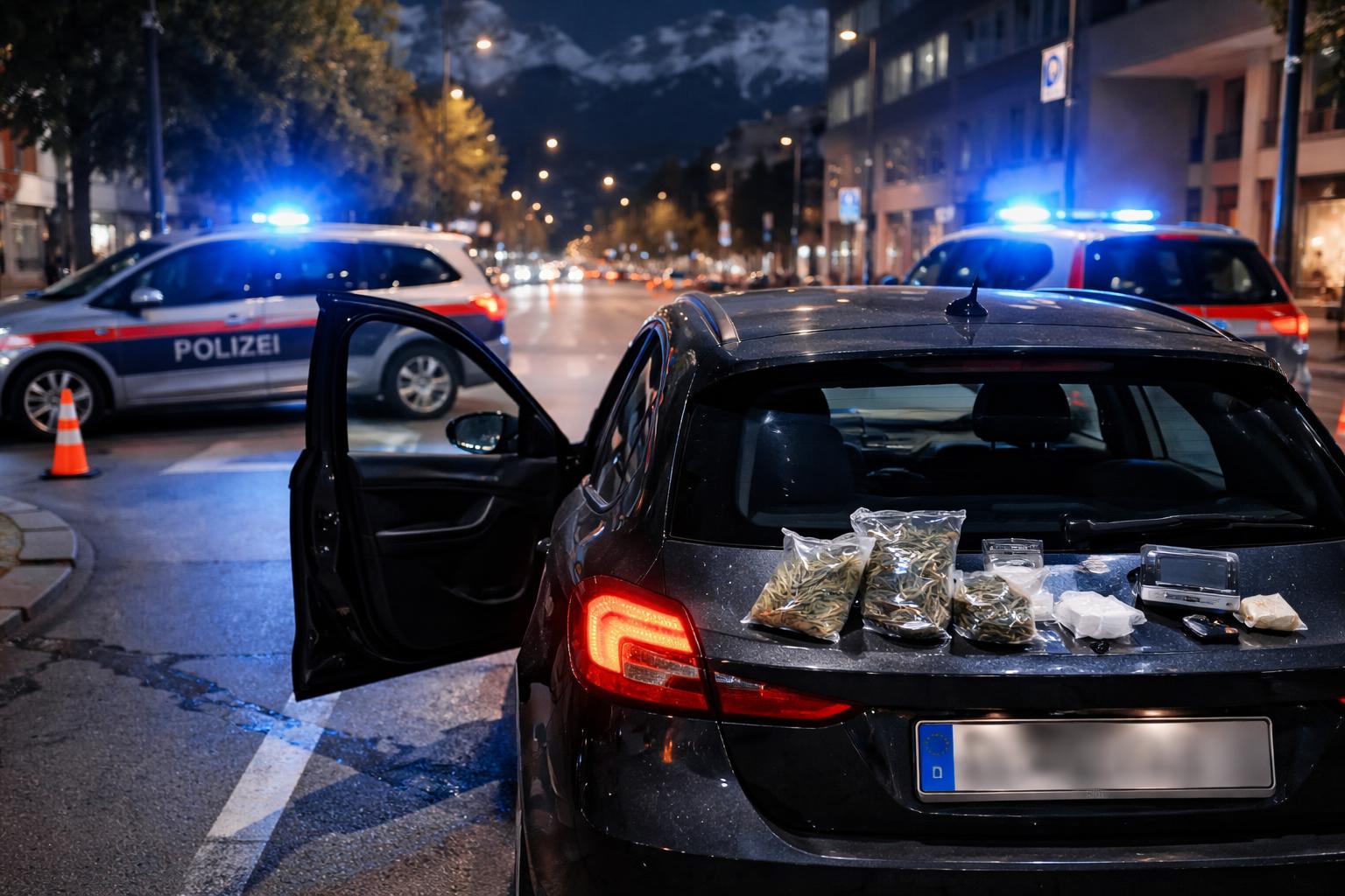 Redaktionelle Szene zum Thema „Innsbruck: 23-Jähriger flieht vor Polizei und wird mit Drogen gestoppt“