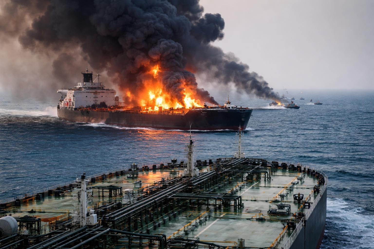Redaktionelle Szene zum Thema „Iran attackiert zwei Öltanker nach US-Angriffen im Nahen Osten“
